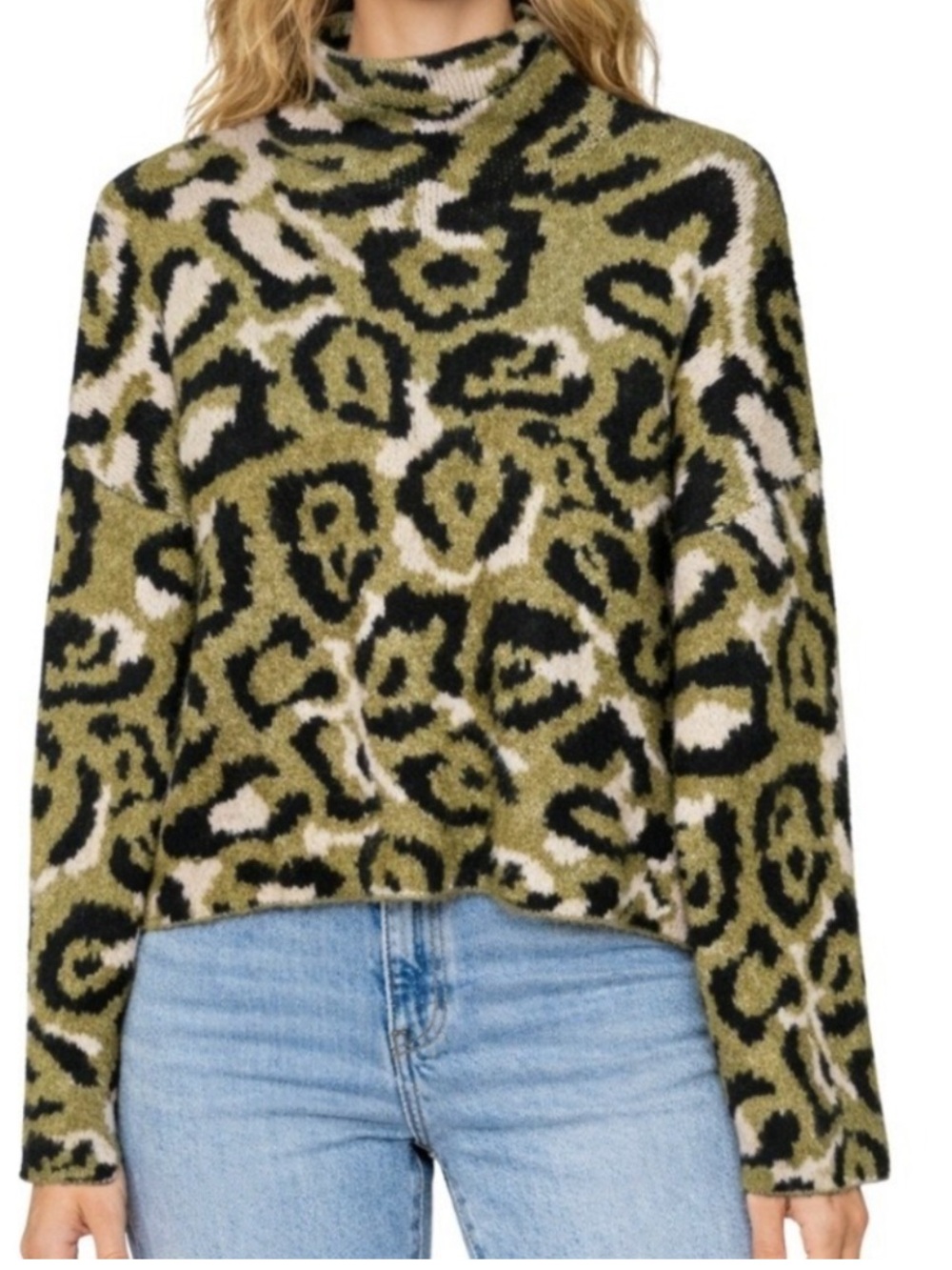 Zara leopard print pattern mock neck sweater